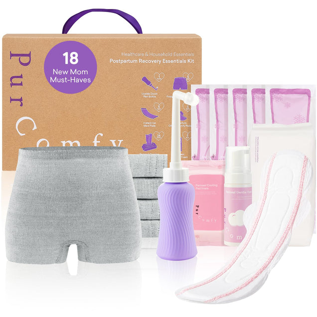 18 Pcs Postpartum Essentials Recovery Kit for New Mom - PurComfy