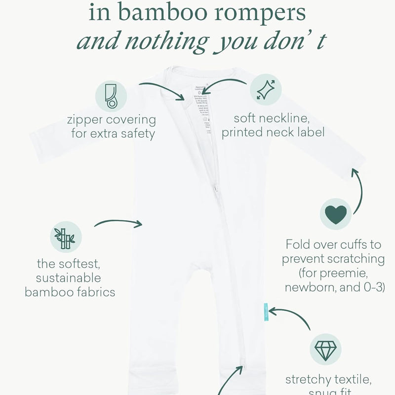Baby Long Sleeve Romper Jumpsuit, Premium Soft Rayon One Piece Pajamas Boy Girl 2-Way Zipper Coverall Sleeper