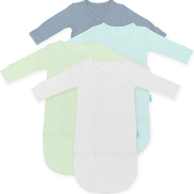 Supersoft Baby Sleeper Gowns, 4-Pack Premium Bamboo Viscose Infant Nightgown Sleepers Preemie Newborn Snap Bundles