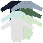 PurComfy bamboo long-sleeve baby bodysuits in Rainbow Gem Blues