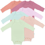 PurComfy bamboo long-sleeve baby bodysuits in Rainbow Gem Pinks