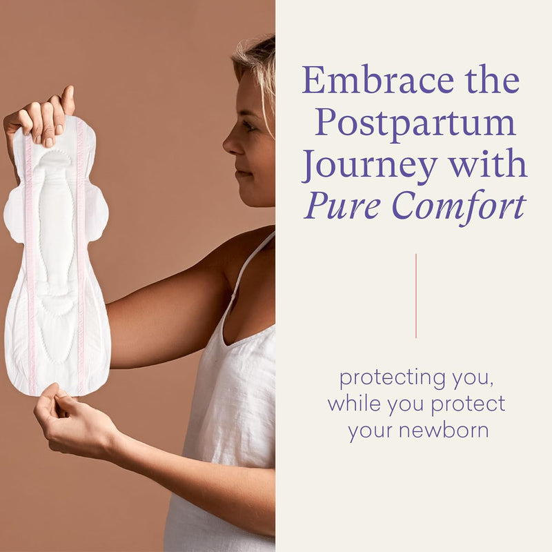 Premium Postpartum Pads with Wings Extra Long Maternity Pads Large Maximum Absorbency Post-partum Incontinence Pads Ultra Soft Heavy Flow Secure Leak Protection After Birth Pads, 24 Count