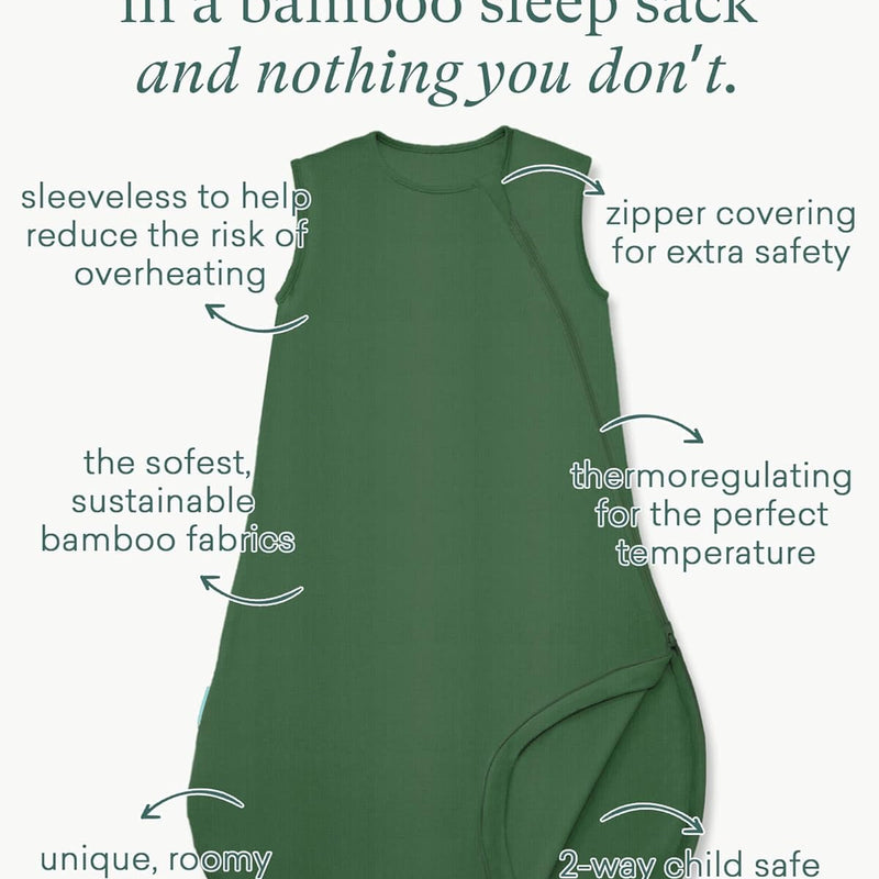 Supersoft Toddler Sleep Sack 0.5 TOG Premium Bamboo Viscose Sleeping Bag Extra Long Wearable Blanket 2-4T (Forest)