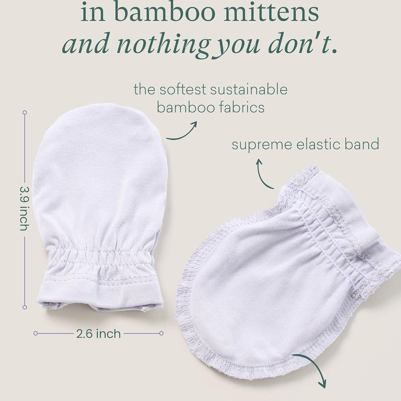 SuperSoft Baby Mittens, Bamboo Viscose Infant Newborn Mittens for Girls Boys No Scratch Gloves 6 Pack