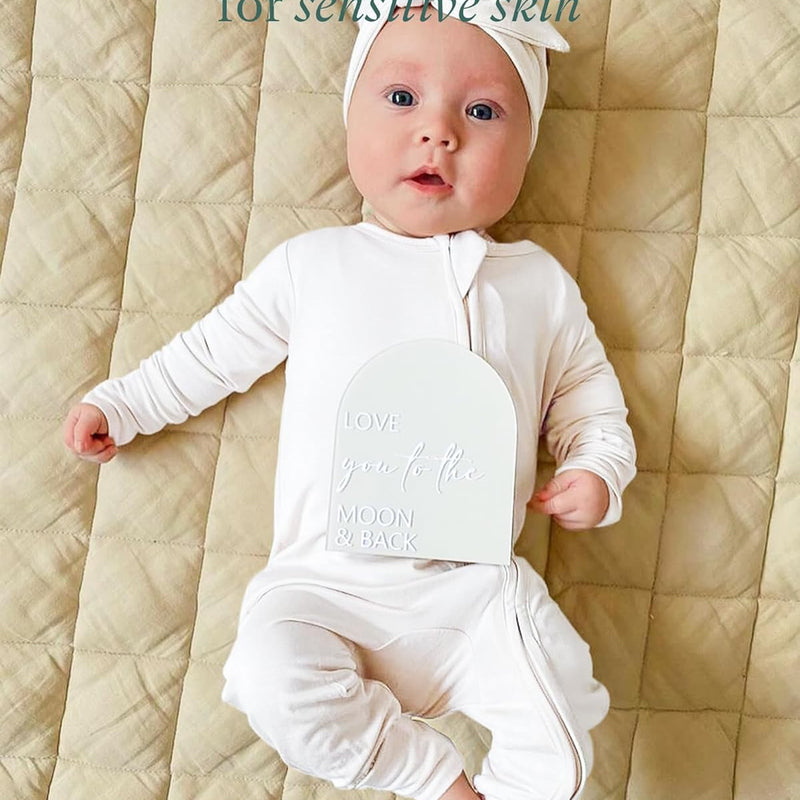 Baby Long Sleeve Romper Jumpsuit, Premium Soft Rayon One Piece Pajamas Boy Girl 2-Way Zipper Coverall Sleeper