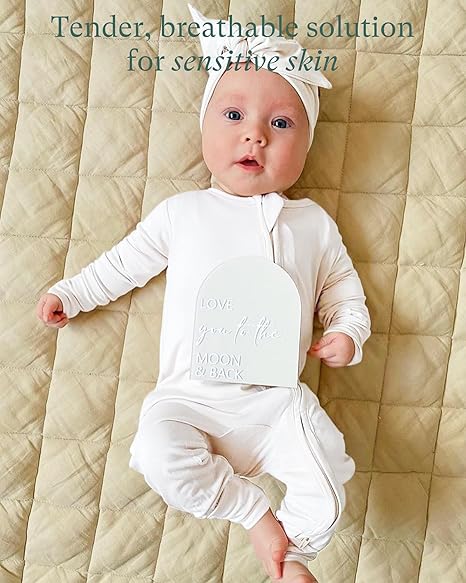 Baby Long Sleeve Romper Jumpsuit, Premium Soft Rayon One Piece Pajamas Boy Girl 2-Way Zipper Coverall Sleeper