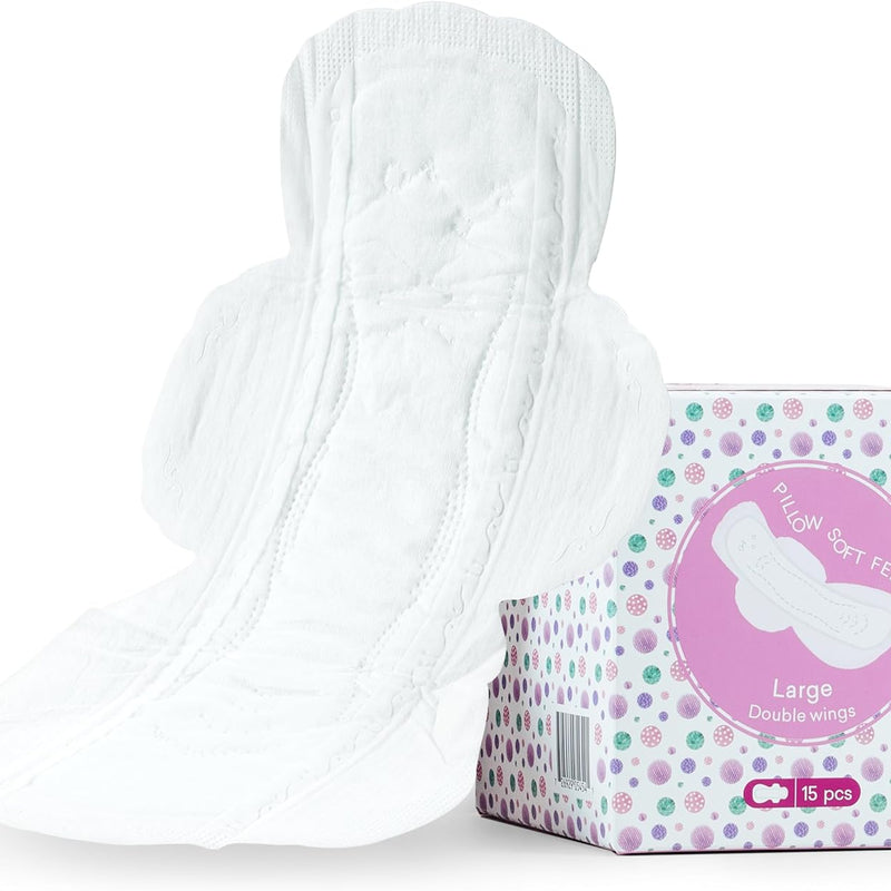 Teens Period Pads with Wings for Tweens, Organic Cotton Sanitary Pads for Teens Girls 9-10-11-12-14 Teen Menstrual Pads, Teen Regular, 18 Count