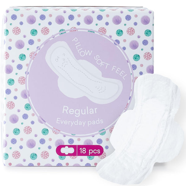 Teens Period Pads with Wings for Tweens, Organic Cotton Sanitary Pads for Teens Girls 9-10-11-12-14 Teen Menstrual Pads, Teen Regular, 18 Count