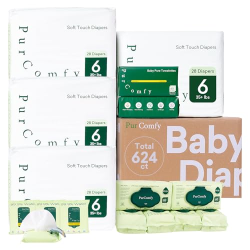 Baby Diapers Essential Kit, 4 Pack Baby Diaper, 6 Pack Baby Wipes, 4 Pack Travel Size Baby Wipes, 2 Pack Dry Wipes - PurComfy