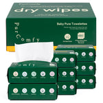 Baby Dry Wipes for Newborn, Plant-Based & Hypoallergenic Disposable Cloths for Baby Diaper Changes, Meal Time & Runny Noses, Use Wet or Dry - PurComfy