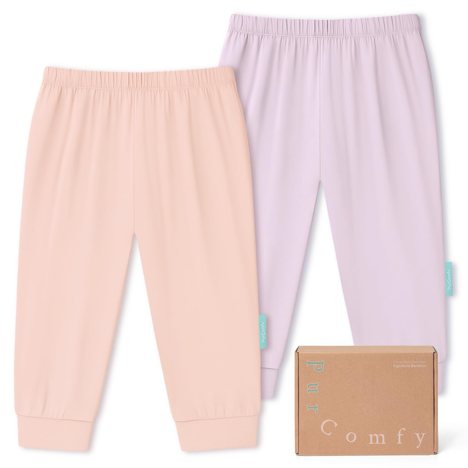 Bamboo Viscose Baby Pants, Unisex 0-24 Months, 2-Pack - PurComfy