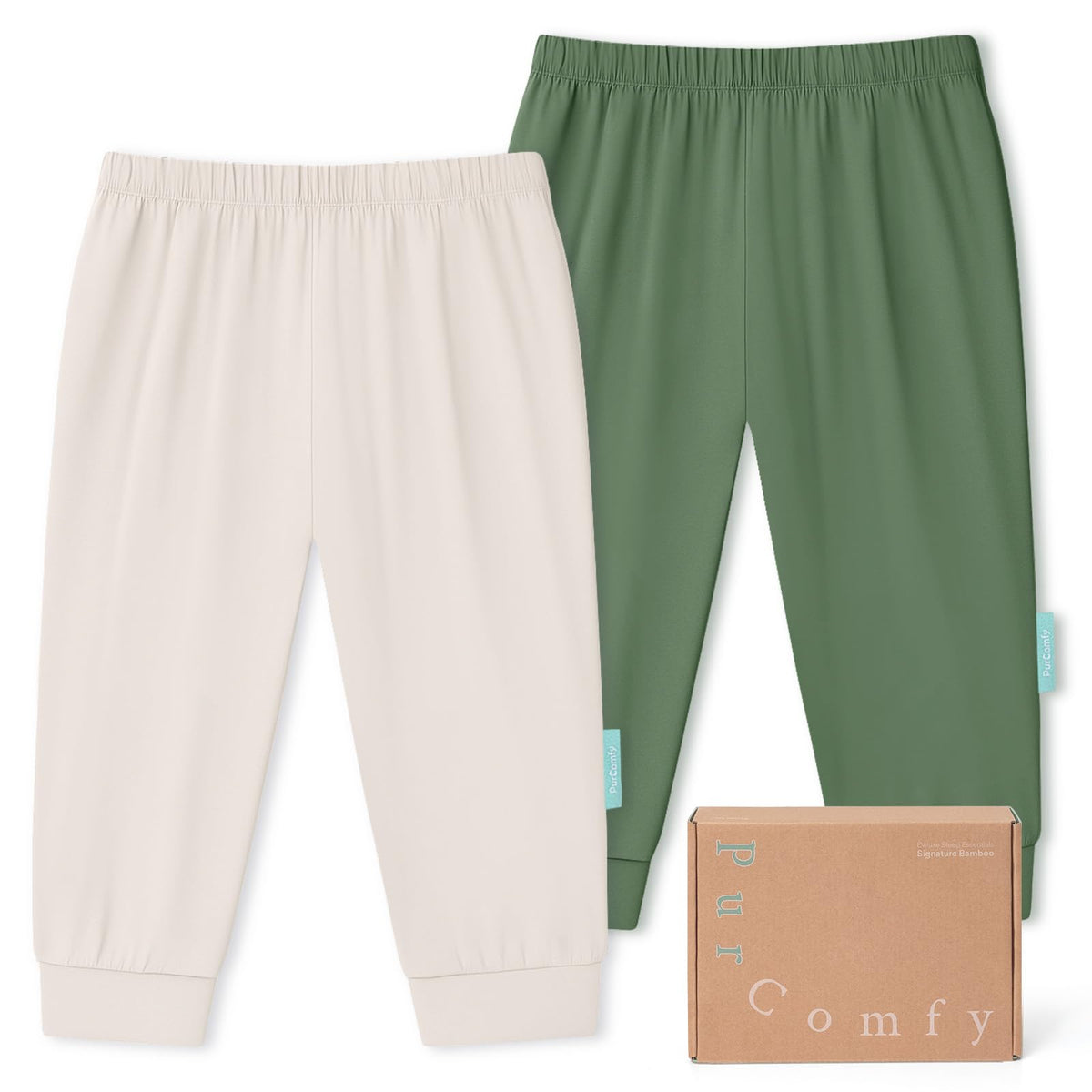 Bamboo Viscose Baby Pants, Unisex 0-24 Months, 2-Pack - PurComfy