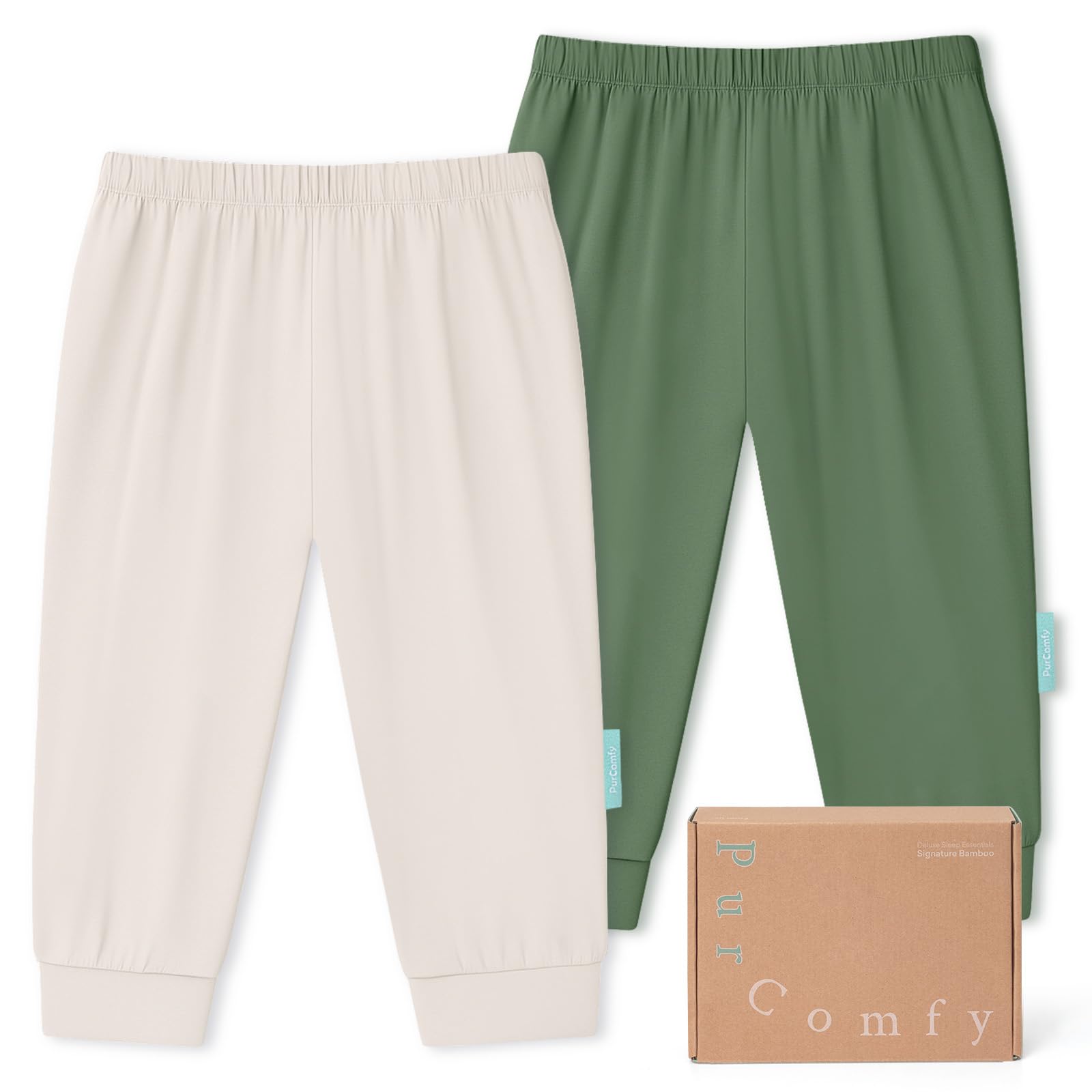 Bamboo Viscose Baby Pants, Unisex 0-24 Months, 2-Pack - PurComfy