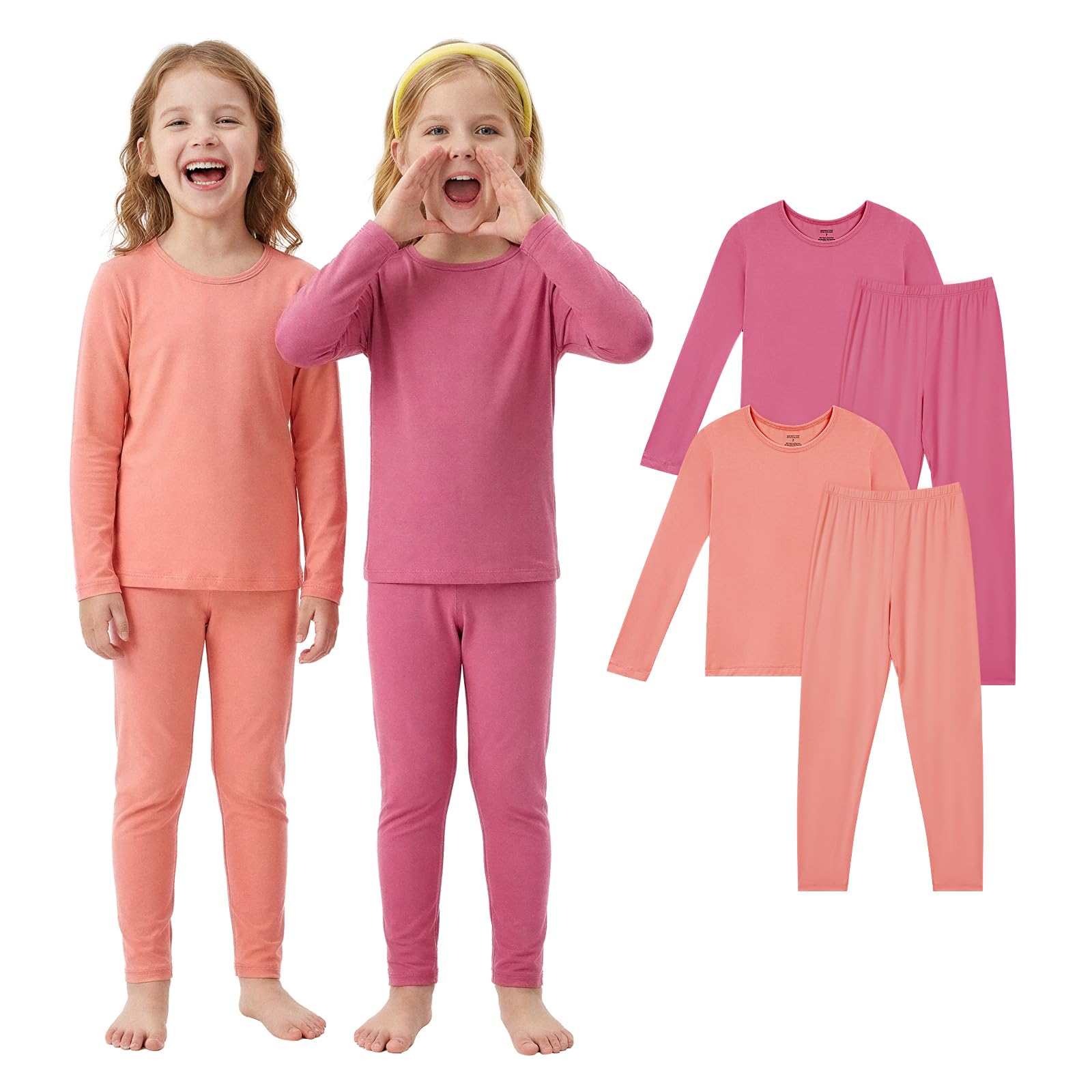 Bamboo Viscose Long Sleeve Toddler Pajama Set, Boys Girls, 4-Piece - PurComfy