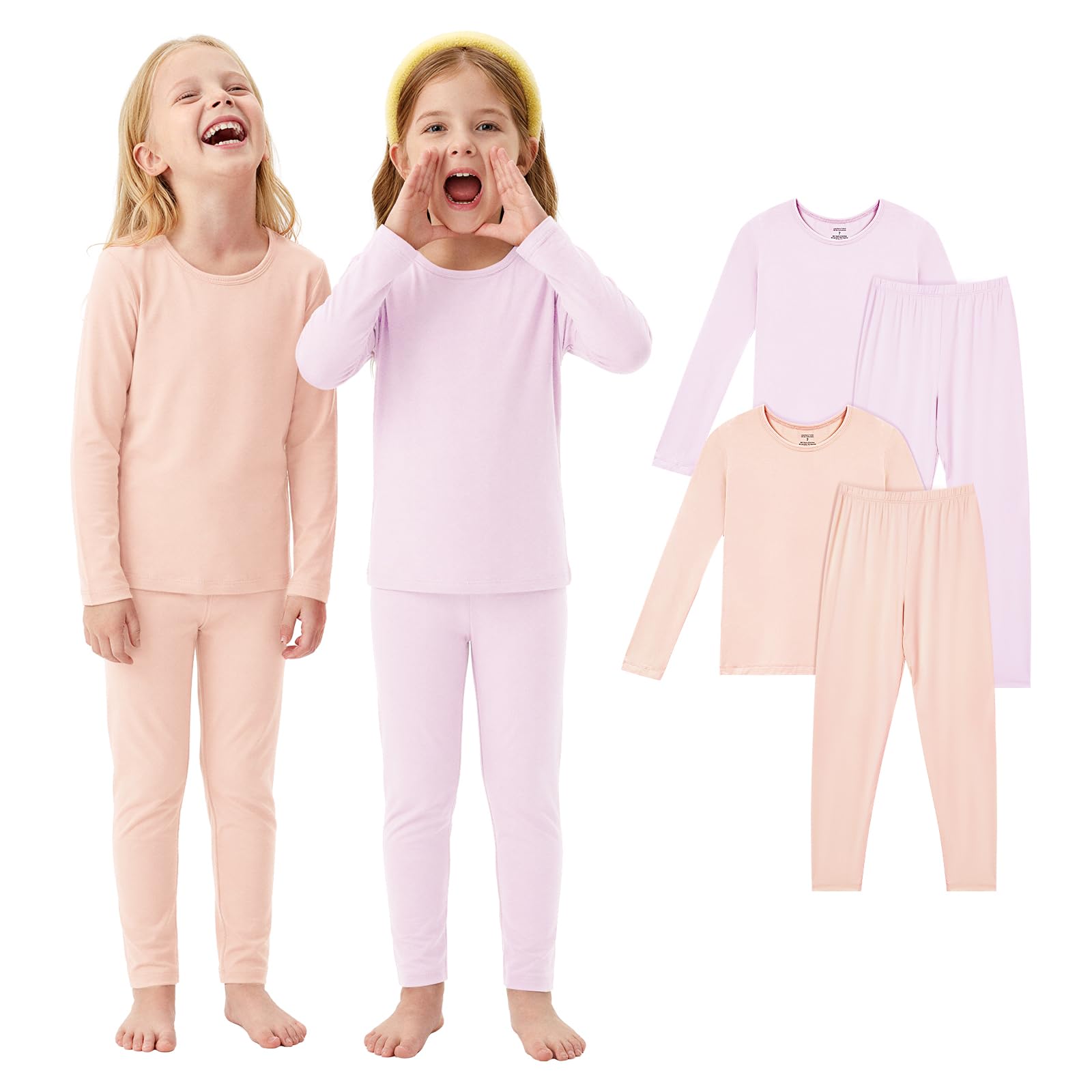Bamboo Viscose Long Sleeve Toddler Pajama Set, Boys Girls, 4-Piece - PurComfy