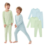 Bamboo Viscose Long Sleeve Toddler Pajama Set, Boys Girls, 4-Piece - PurComfy