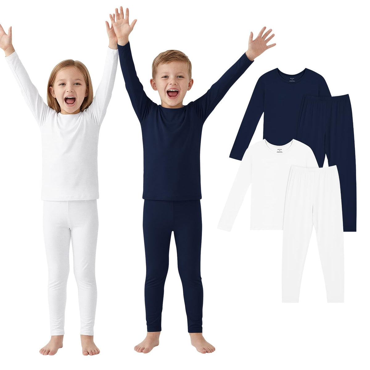 Bamboo Viscose Long Sleeve Toddler Pajama Set, Boys Girls, 4-Piece - PurComfy