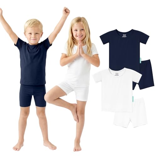 Bamboo Viscose Toddler Pajamas, Short Sleeve Summer PJs, 4-Piece - PurComfy