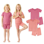 Bamboo Viscose Toddler Pajamas, Short Sleeve Summer PJs, 4-Piece - PurComfy