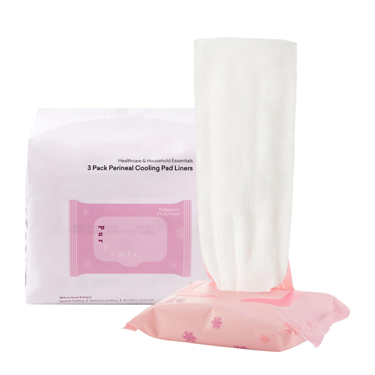 Perineal Cooling Pad Liners, Witch Hazel Long Pad Liners for Postpartum Care, Postpartum Essentials for Pain Relief After Birth - PurComfy